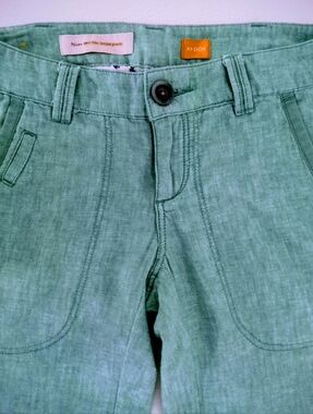 Anthropology Pilcro and Letterpress Green Linen-Blend Casual Pants